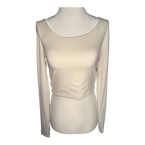 BP Nordstrom Cream Ivory Long Sleeve Cropped Top Size Medium